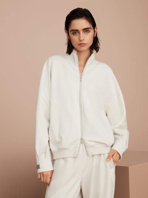 Brunello Cucinelli Stretch cotton lightweight French terry sweatshirt with shiny tabs