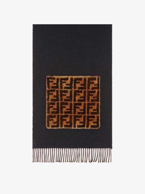FENDI Black wool and cashmere scarf
