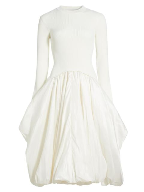 SIMKHAI Women's Kenlie Mixed-Media Bubble Skirt Midi-Dress - Ivory