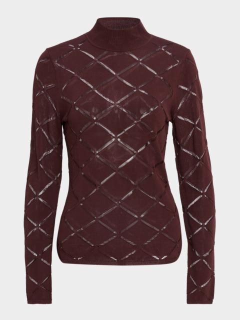 REISS Seren Laser-Cut Funnel-Neck Knit Top