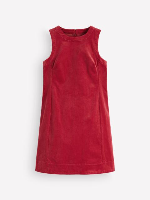 BODEN Lou Cord Shift Dress-Crimson Red