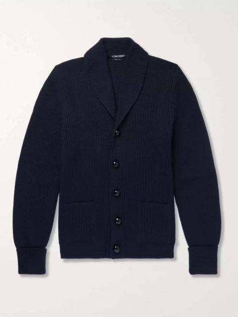 TOM FORD Shawl-Collar Ribbed Wool Cardigan