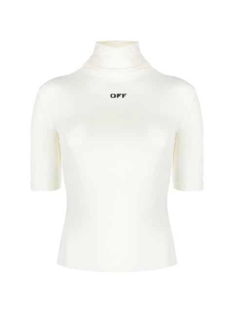 Off-White logo-print mock-neck top