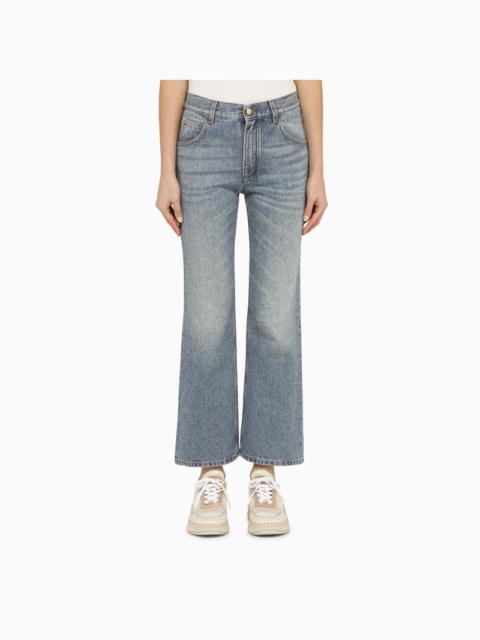 Washed-effect cropped denim jeans