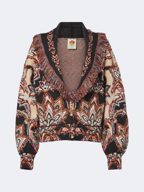 FARM RIO Tapestry Dream fringed jacquard cardigan