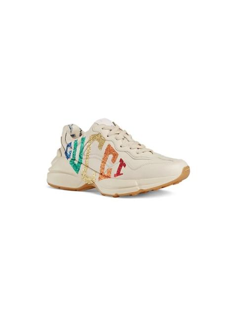 GUCCI Ivory Rhyton Rainbow Glitter Sneakers