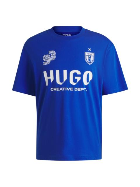 HUGO COTTON-JERSEY T-SHIRT WITH FOOTBALL-INSPIRED PRINTS