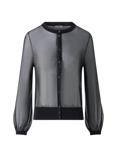 AKRIS Women's Sheer Blouson-Sleeve Cardigan - Black