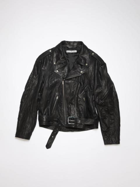 Acne Studios Crinkled leather biker jacket - Black