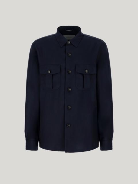 CANALI NUVOLA TRAVEL SHIRT JACKET IN BLUE BLACK CASHMERE