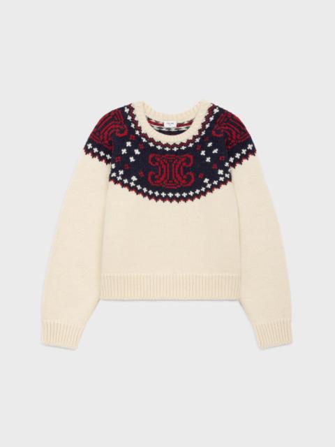 CELINE triomphe crew neck sweater in fair isle wool