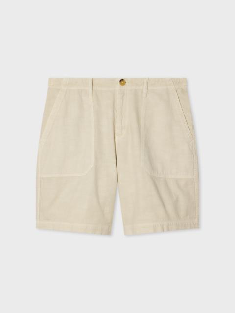 Paul Smith Ecru Bedford-Weave Cotton-Linen Shorts