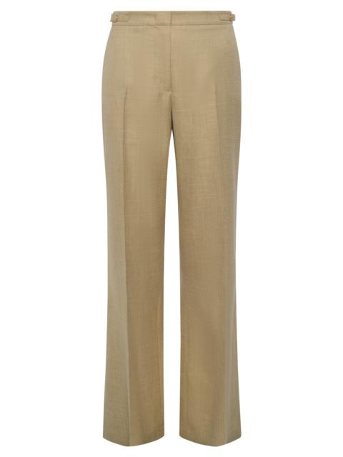 GABRIELA HEARST Vesta Flare Pant in Hay Virgin Wool Silk with Linen