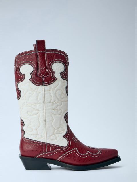 GANNI Mid Shaft Embroidered Western Boots