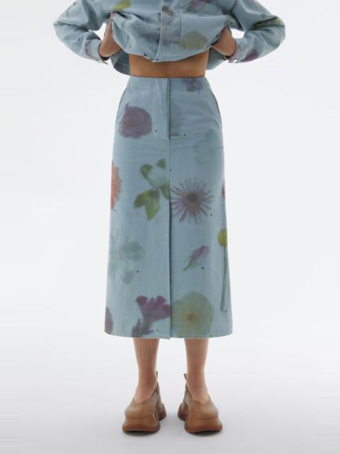 SUNNEI DENIM MIDI SKIRT WITH FLOWER PRINT