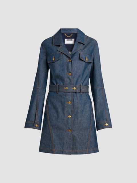Moschino Women's Denim Belted Trench Coat - Dark Blue