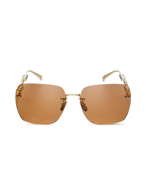 GUCCI Women's Fashion Show 63MM Square Sunglasses - Gold
