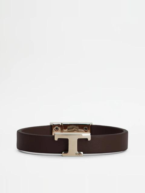 Tod's T TIMELESS BRACELET IN LEATHER - BROWN