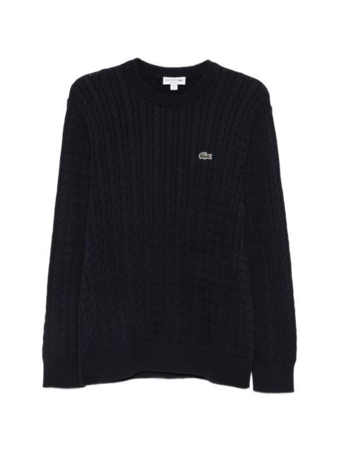 LACOSTE cable-knit logo-patch sweater