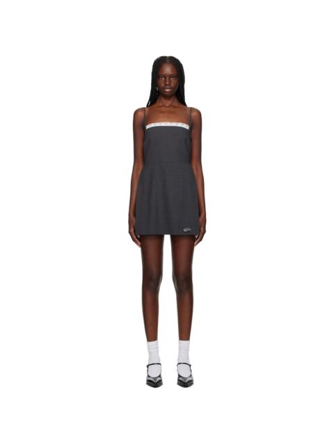We11done Gray Lace-Detail Wool Minidress