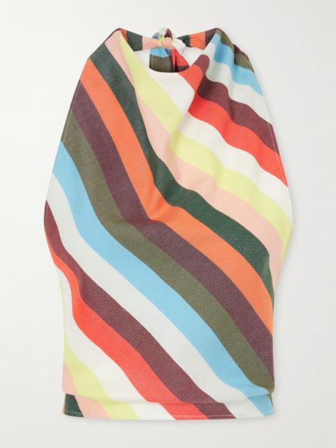 MARRAKSHI LIFE The Halterneck Striped Cotton Tank Top