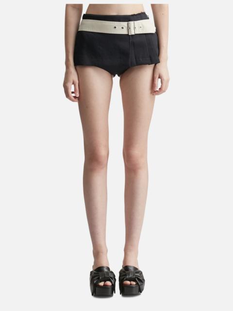 pushBUTTON BELTED PLEATED SKORTS