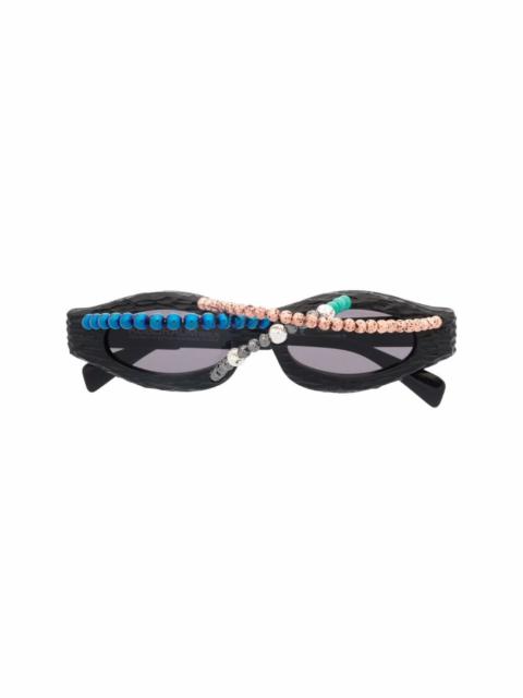 Kuboraum bead-detail round-frame sunglasses