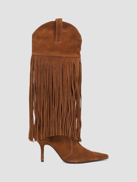 SCHUTZ Women's Raffaela Up Boot Fringed Suede Boots - Pecan Brown