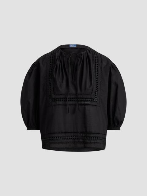 Polo Ralph Lauren Women's Lace-Trim Cotton Shirt - Polo Black