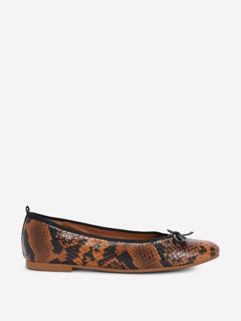 BODEN Patti Round Toe Ballet Flats-Tan Snake Print