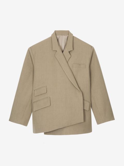 The Frankie Shop Tolmer Boxy Wrap Blazer - Taupe Melange