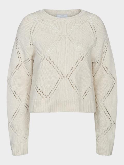Vince Textured Argyle Italian Wool Sweater