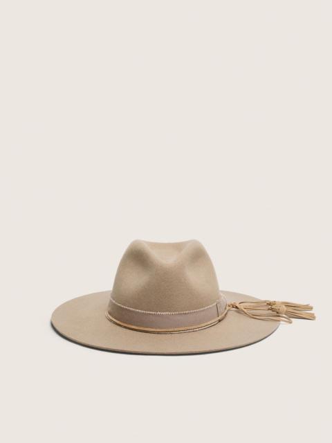 Golden Goose Beige fedora hat with double tone-on-tone strap