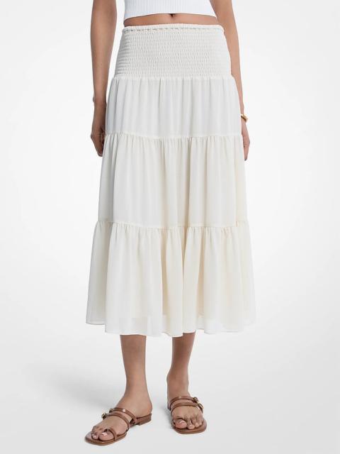 MICHAEL KORS Smocked Georgette Tiered Skirt