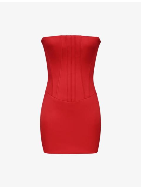 House of CB Laila Strapless Hourglass Satin Mini Dress