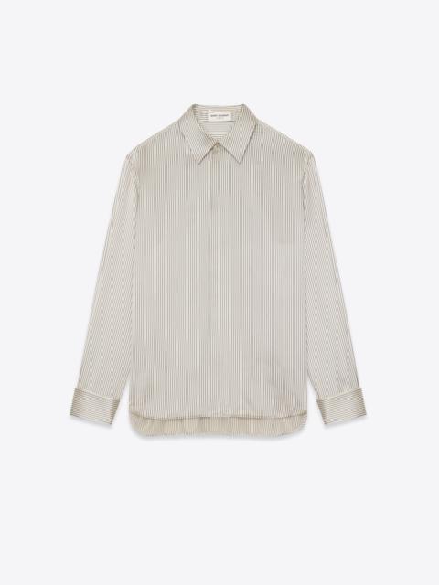 SAINT LAURENT boyfriend shirt in striped silk satin