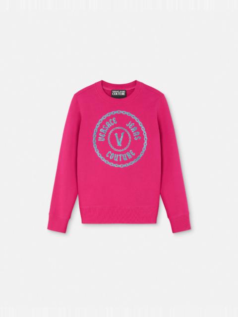 VERSACE JEANS COUTURE Glitter V-Emblem Logo Sweatshirt