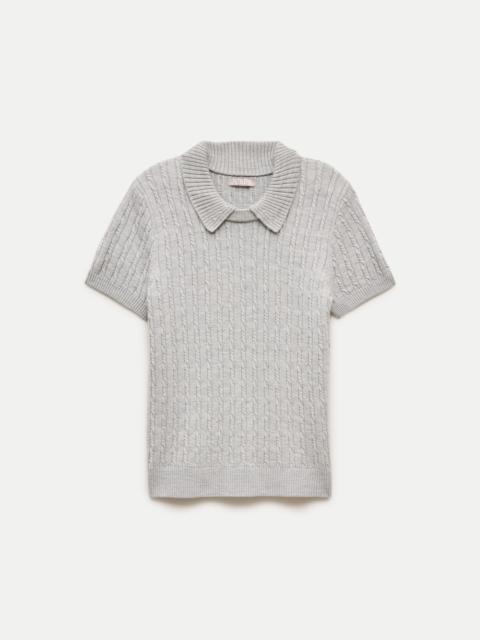 J.CREW Cable-knit sweater-polo in merino wool