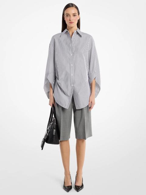 MICHAEL KORS COLLECTION Keegan Striped Cotton Poplin Cinched Shirt