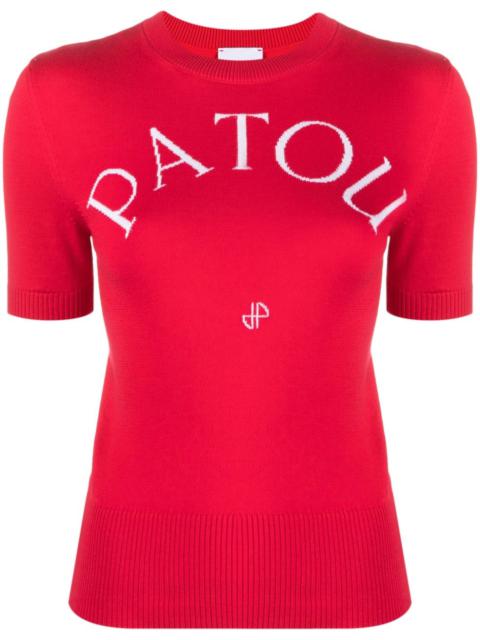PATOU intarsia knit-logo knitted top