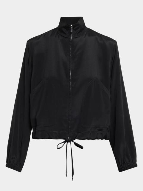 Lafayette 148 New York Turtleneck Stretch Georgette Bomber Jacket
