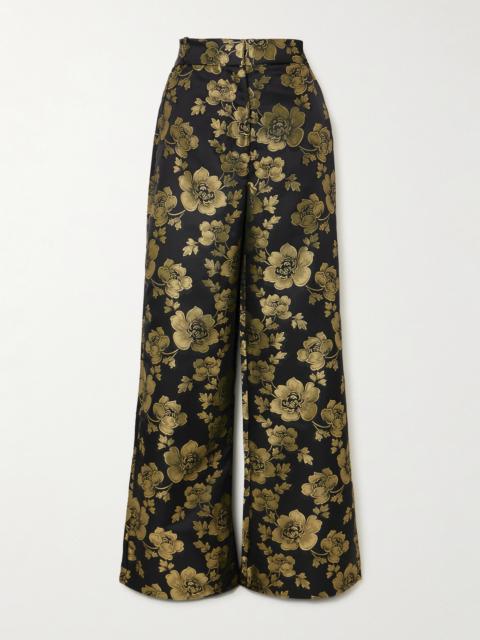 DESTREE Beatrice Floral-brocade Wide-leg Pants