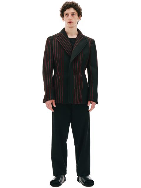 BLACK JACKET WITH RED STRIPES