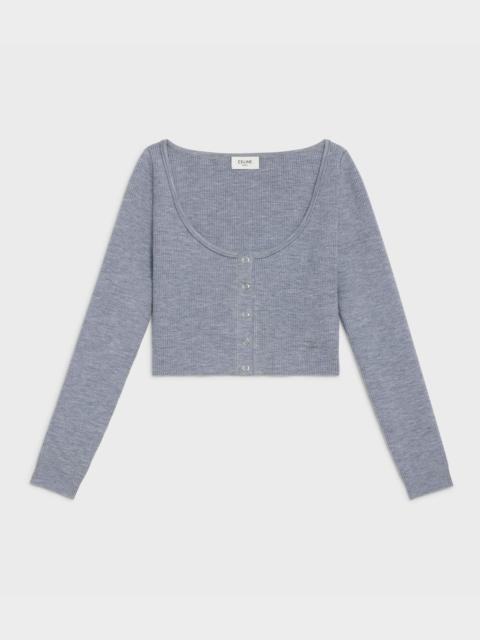 CELINE “TRIOMPHE” CROP TOP IN FINE RIBBED WOOL