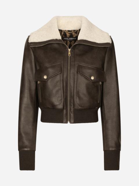 Faux leather and sheepskin jacket