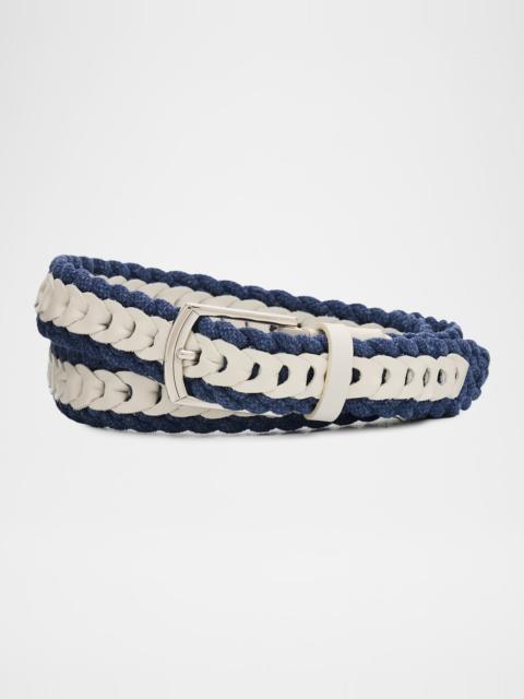 Brunello Cucinelli Men's Two-Tone Woven Leather Belt