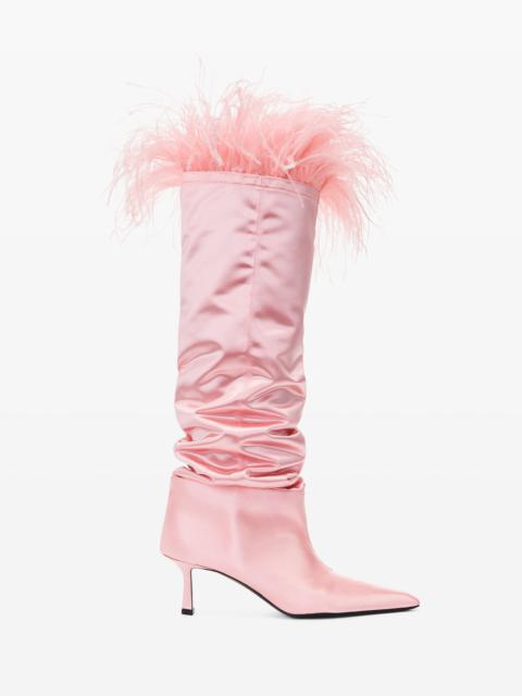 VIOLA 65 FEATHER SLOUCH BOOT IN SATIN