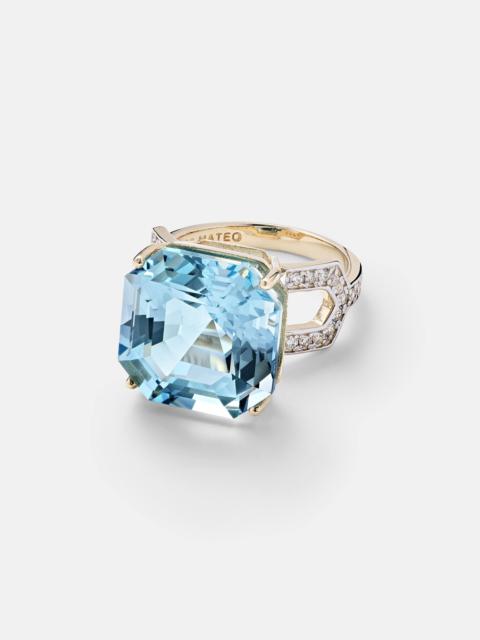 MATEO 14kt gold ring with topaz and diamonds