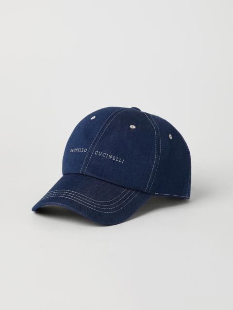 Lightweight denim baseball cap with embroidered logo