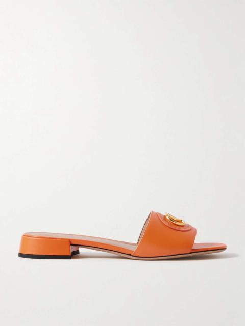 Valentino VLogo embellished leather slides Orange